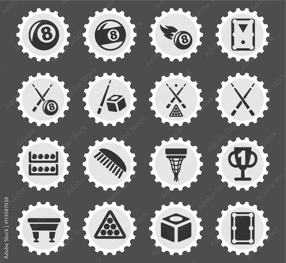 billiards icon set