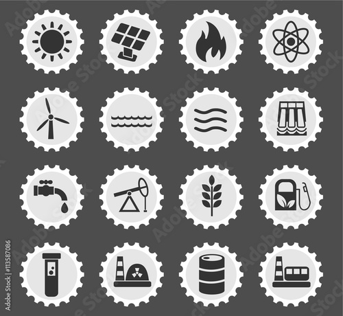 fuel and power icon set