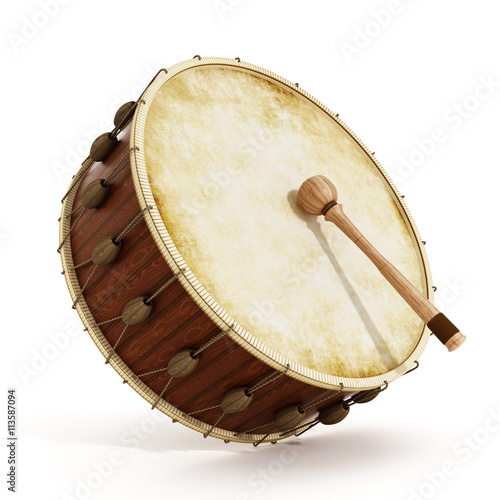 Foto Ramadan drum and drumstick. 3D illustration