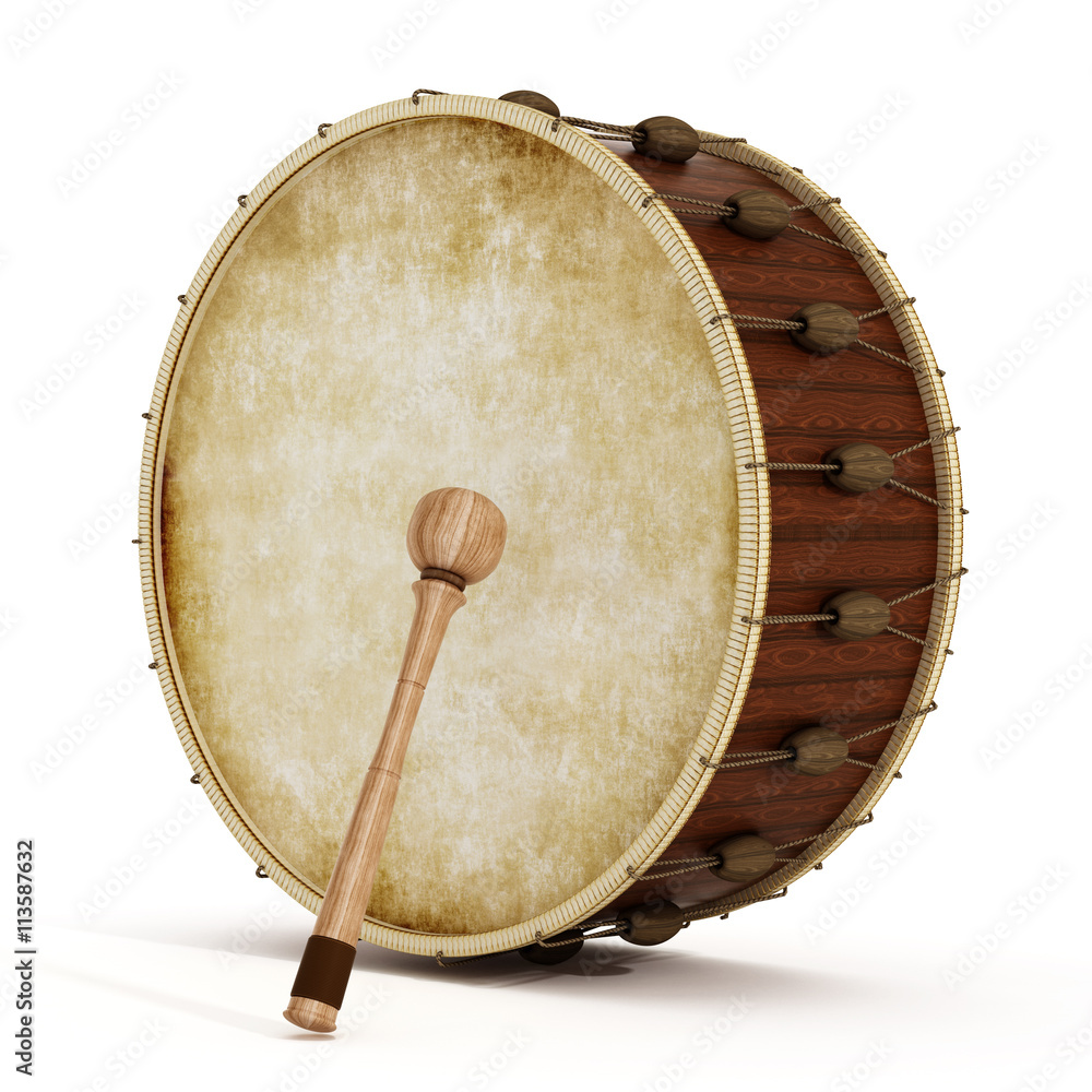 Naklejka premium Ramadan drum and drumstick. 3D illustration