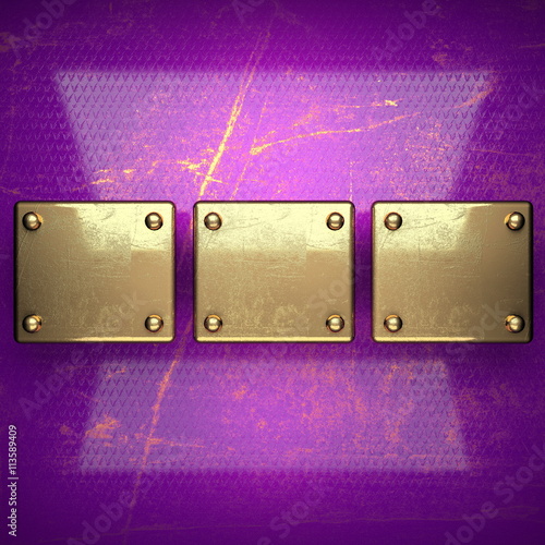 golden background painted in violet. 3D illustration