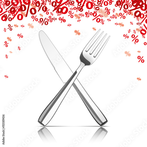 Knife Fork Mirror Red Percents