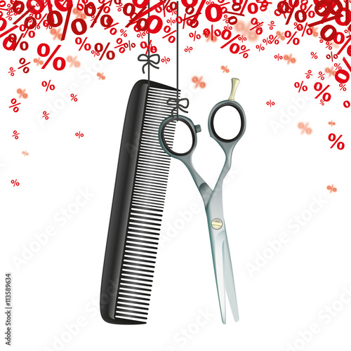 Hanging Scissors Comb Red Percents