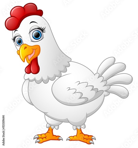 Hen cartoon isolated on whte background 