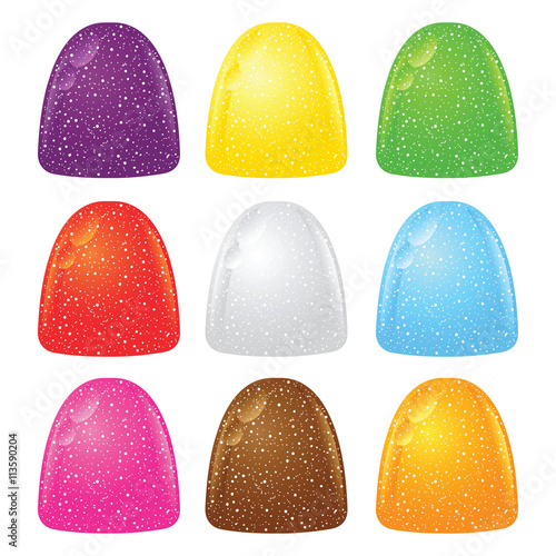 Colorful Gumdrops Soft Jelly Candy Covered With Sugar