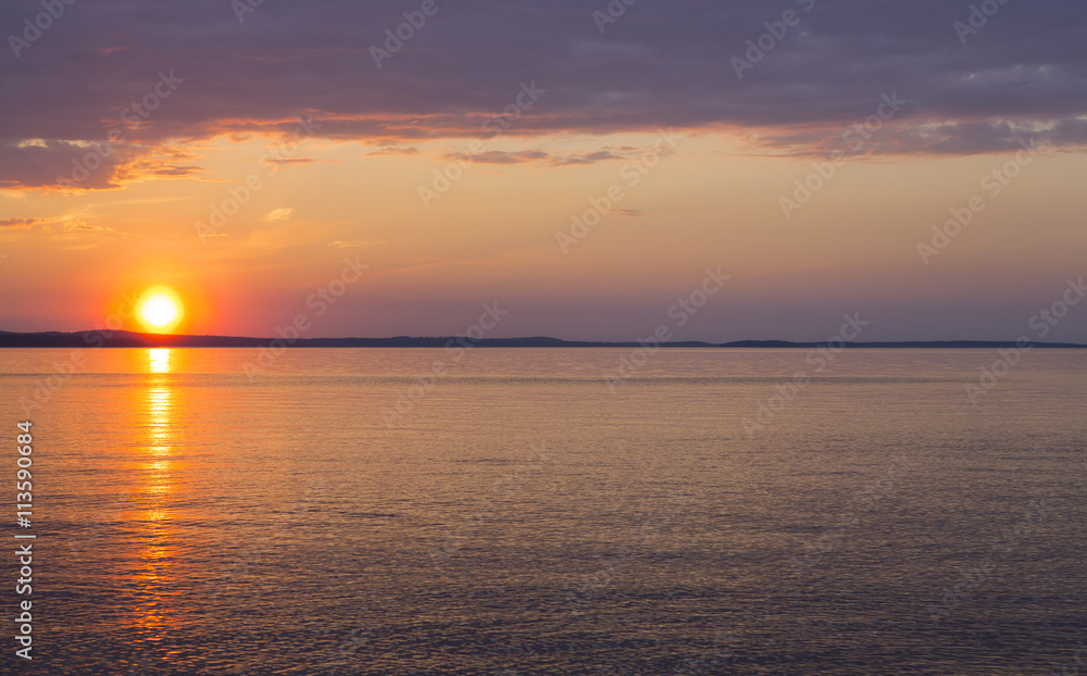 Colorful evening by the lake. Image taken during late summer night in Finland.