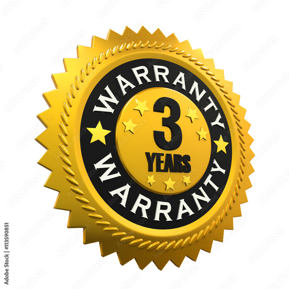 Naklejka premium 3 Years Warranty Sign. 3D rendering