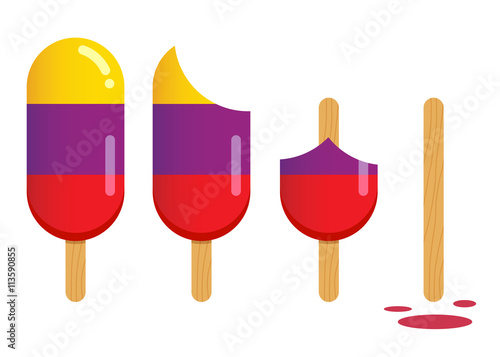 Popsicle Ice Cream in Different Stages of Eating