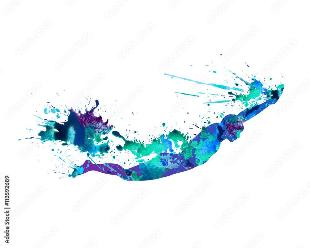 Fototapeta premium Swimming man. Splash paint