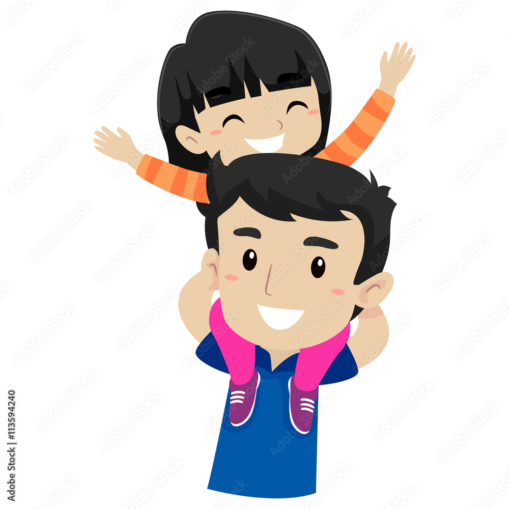 Vector Illustration of Kid and Father doing Piggy Back Ride Vector Illustration of Kid and Father doing Piggy Back Ride