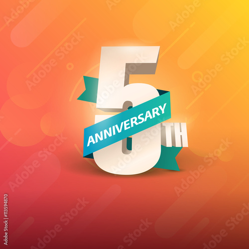 5th Anniversary 3D on orange background