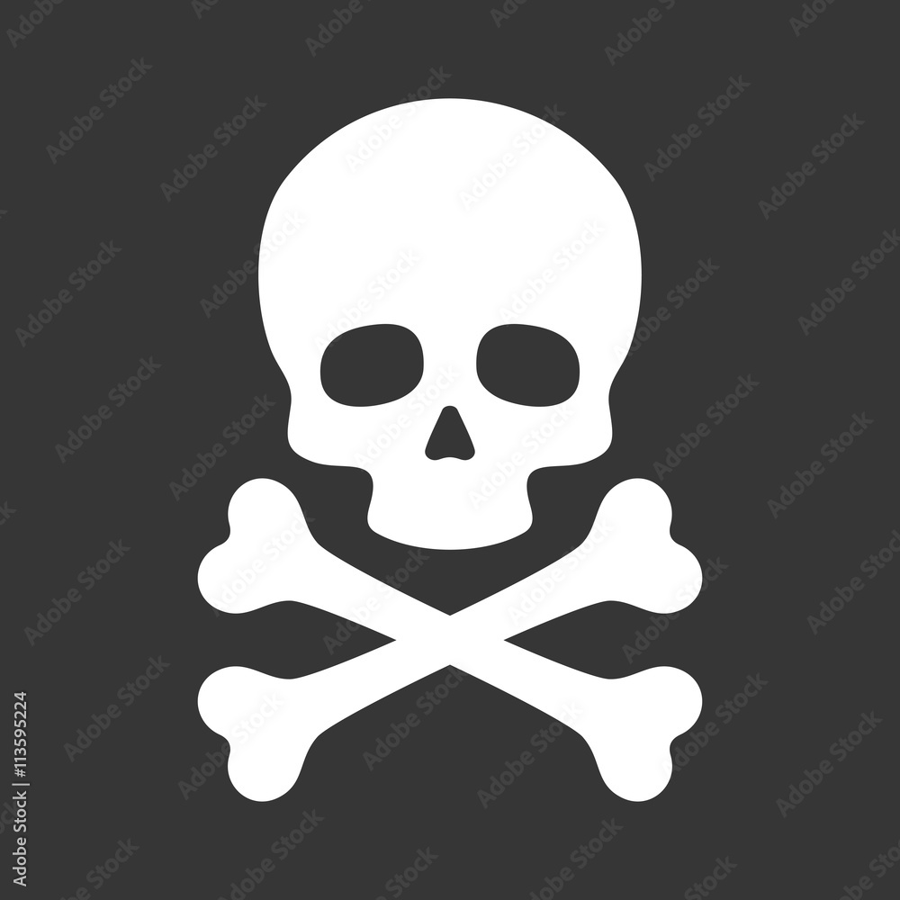 Skull with Crossbones Icon on Black Background. Vector Skull with Crossbones Icon on Black Background. Vector