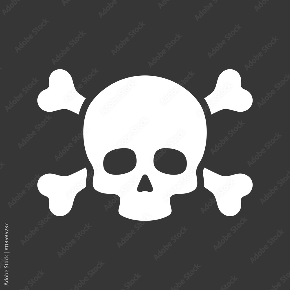 Skull with Crossbones Icon on Black Background. Vector Skull with Crossbones Icon on Black Background. Vector