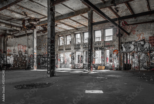 abandoned warehouse interior  , old building ruin