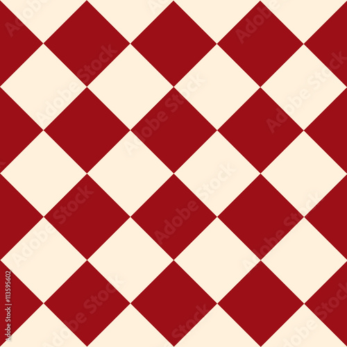 Red Cream Chess Board Diamond Background Vector Illustration