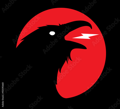Dark Evil heraldic raven. Mascot, logotype, label.