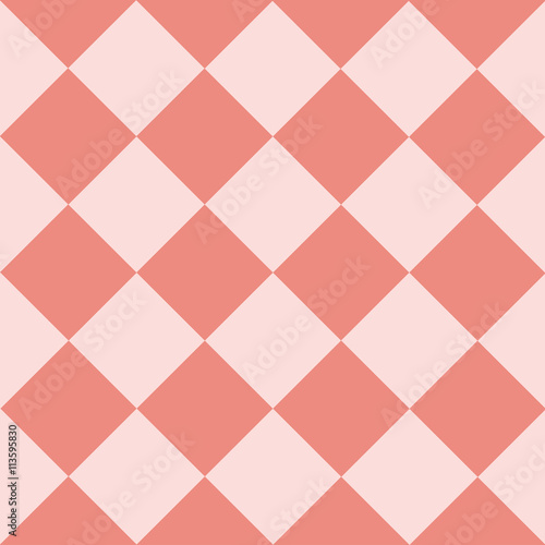 Light Pink Coral Chess Board Diamond Background Vector Illustration