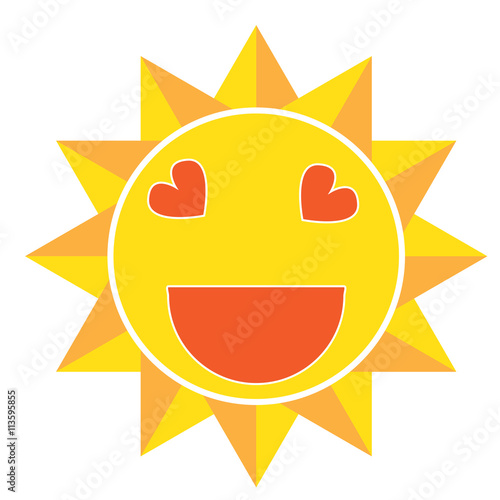 Abstract cute bright cartoon sun smile
