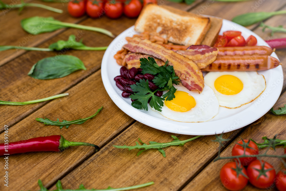 eggs served for breakfast with vegetables eggs served for breakfast with vegetables