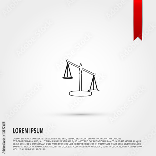 Black Justice scale icon vector.