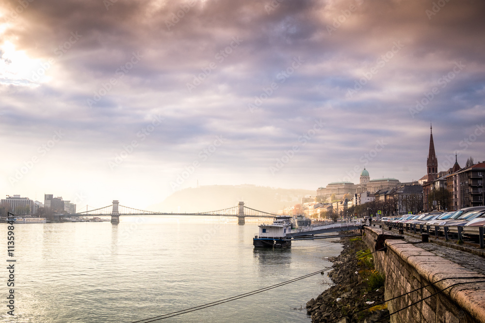 Fototapeta premium Danube bank in Budapest, Hungary