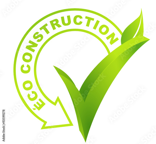 éco construction sur symbole validé vert