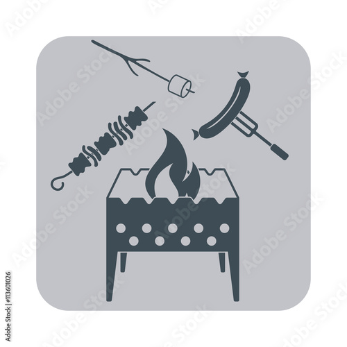 Brazier, zephyr, kebab and sausage icon