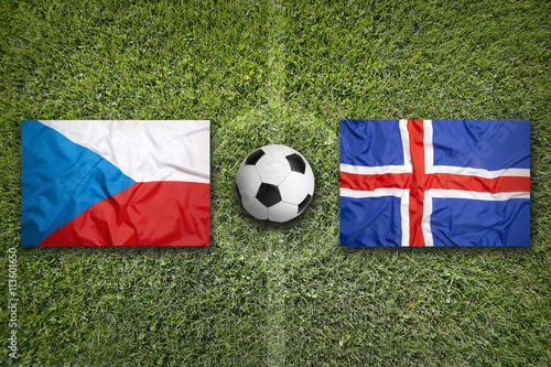 Czech Republic vs. Iceland flags on soccer field