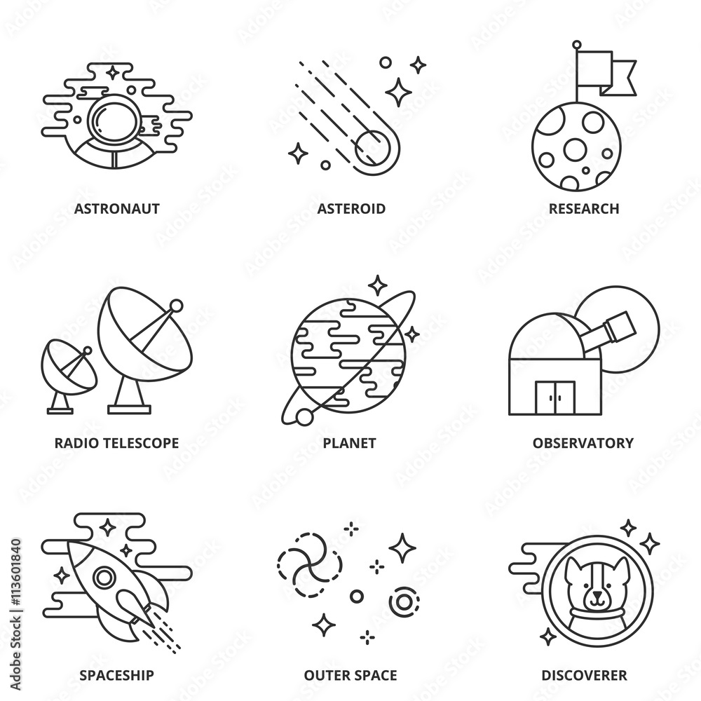 Space vector icons set