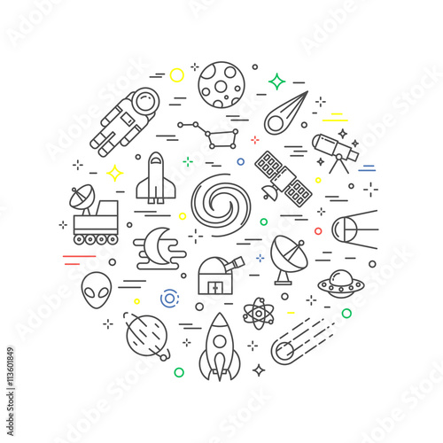 Space abstract vector illustration, astronomy concept, line styl