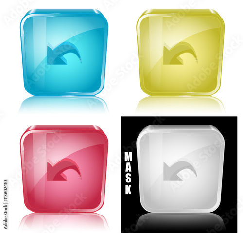 Szklana ikona z odbiciem 3D wektor