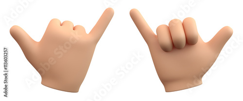 Shaka Handhaltung isoliert auf weißem Hintergrund