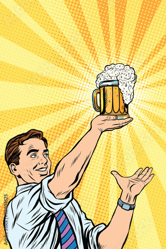 Retro man and mug of beer