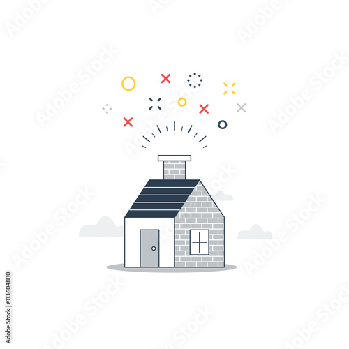 Home party with fireworks. Housewarming celebration. Special event concept
