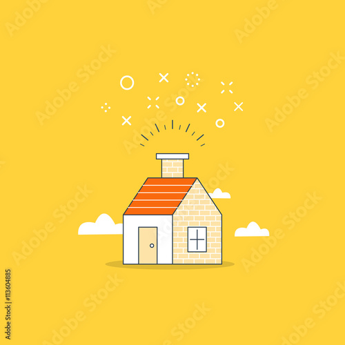 Home party with fireworks. Housewarming celebration. Special event concept