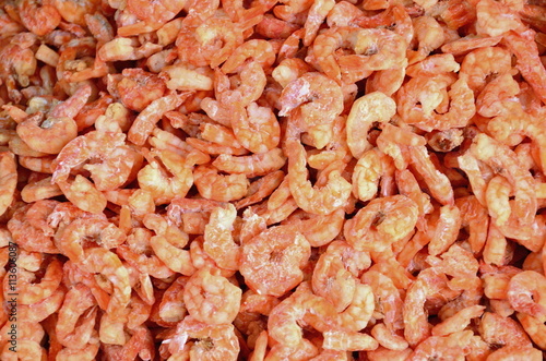 dried shrimp at market for sell in Thailand
