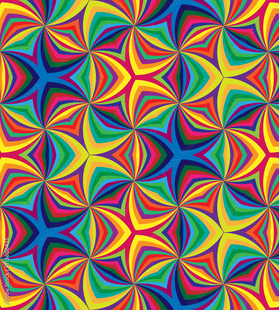 Vector Illustration. Seamless Rainbow Spirals. Geometric Pattern. Suitable for textile, fabric and packaging