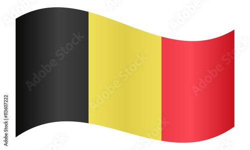 Flag of Belgium waving on white background
