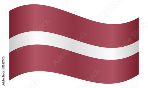 Flag of Latvia waving on white background