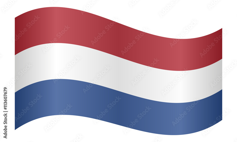 Flag of the Netherlands waving on white background Flag of the Netherlands waving on white background