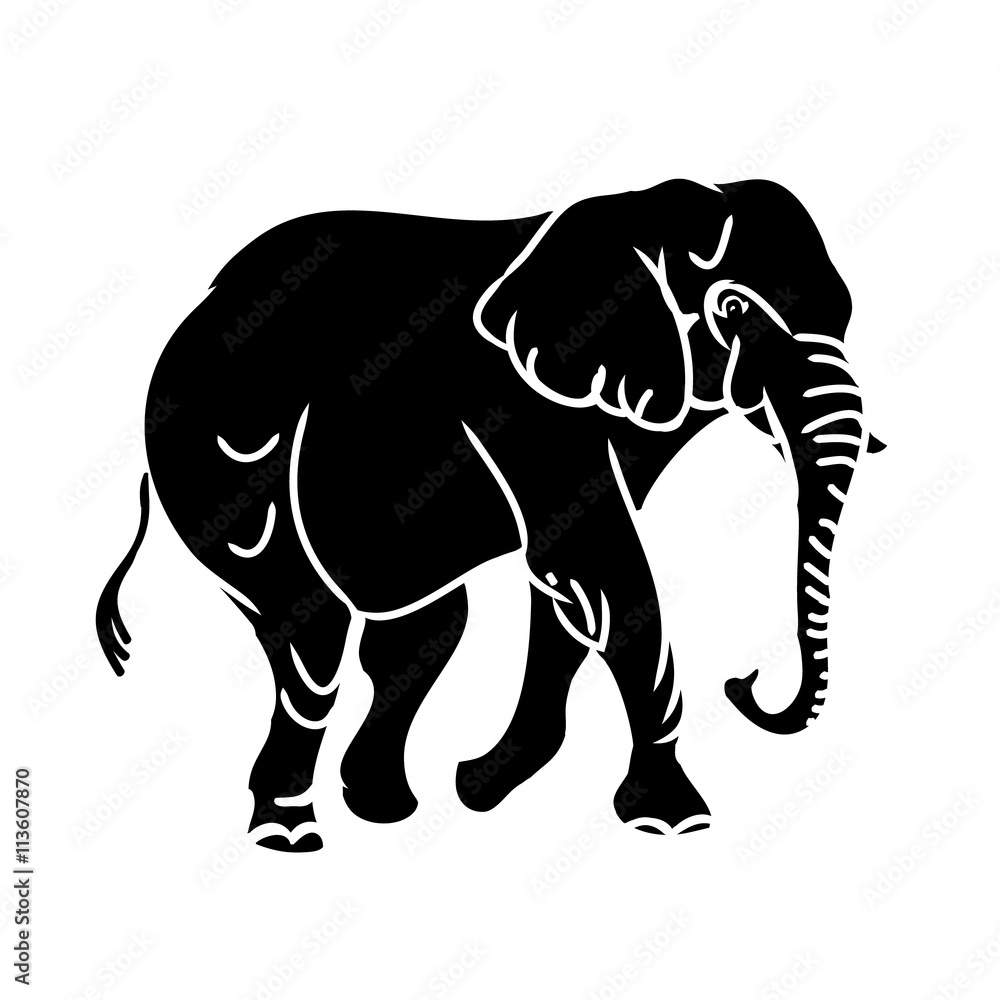 Fototapeta premium Big elephant (black silhouette)
