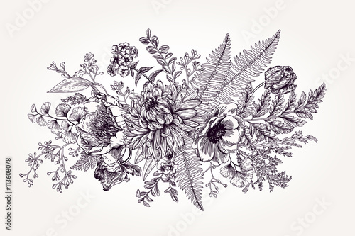 Bouquet with a garden with flowers.