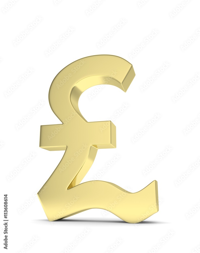Isolated golden pound sign on white background. British currency. Concept of investment, european market, savings. Power, luxury and wealth. Great Britain, Nothern Ireland. 3D rendering. Isolated golden pound sign on white background. British currency. Concept of investment, european market, savings. Power, luxury and wealth. Great Britain, Nothern Ireland. 3D rendering.