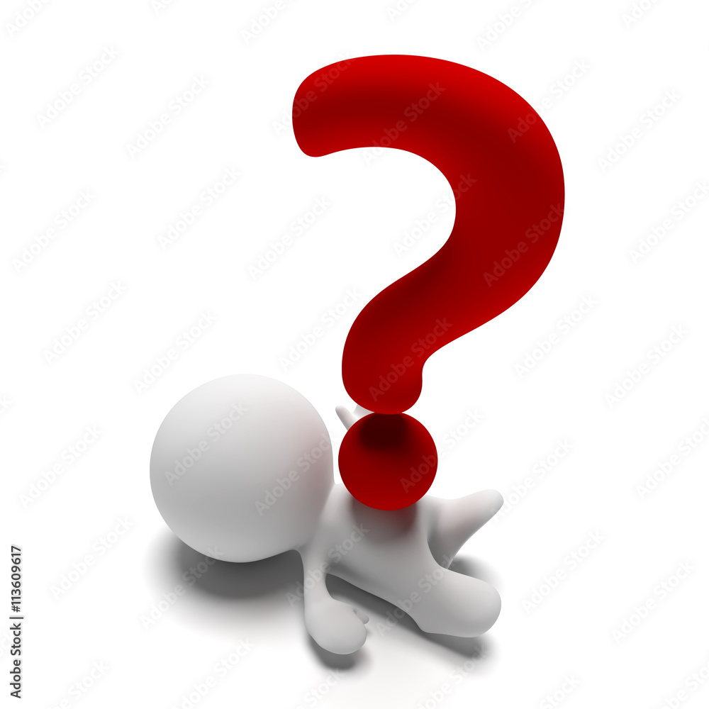 3d lying person under a huge red question mark 3d lying person under a huge red question mark