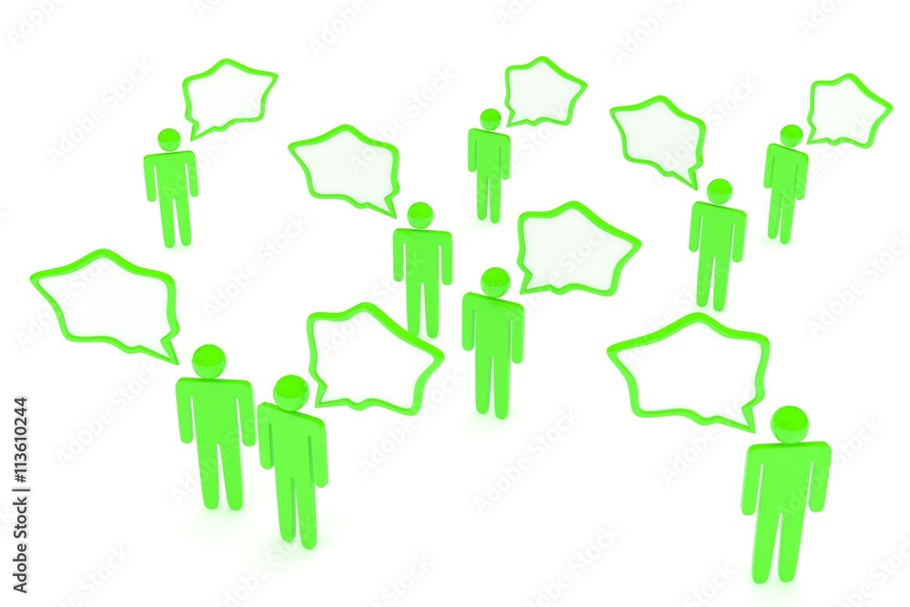 people with talk bubbles isolated over a white background. 3d rendering. people with talk bubbles isolated over a white background. 3d rendering.