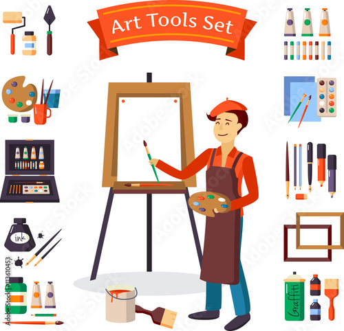 Artist And Art Tools Set