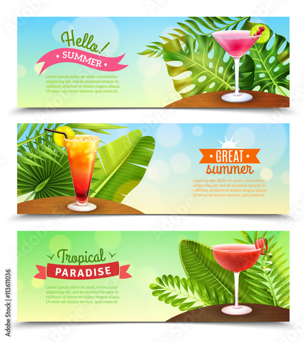 Tropical Paradise Vacations 3 Banners Set 