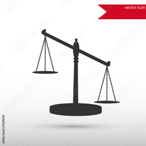 Scales of Justice. Black icon vector and jpg. Flat style object.