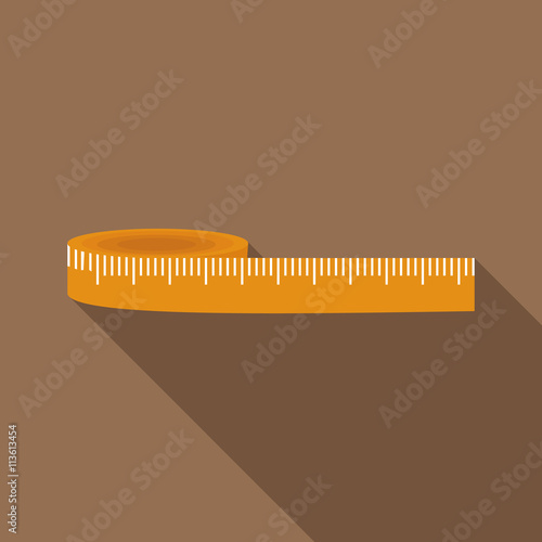 Yellow measuring tape icon, flat style