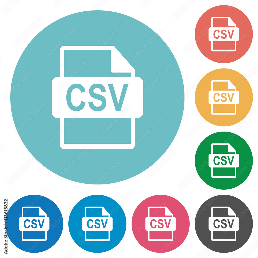 Flat CSV file format icons Flat CSV file format icons
